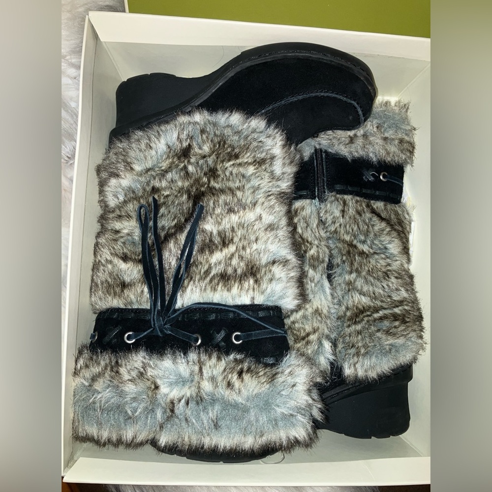 Suede Faux fur NATURALIZER womens wedge mid calf boots - Picture 12 of 15